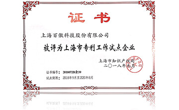 上海(hai)市(shi)專利(li)工作試(shi)點(dian)企(qi)業(ye)